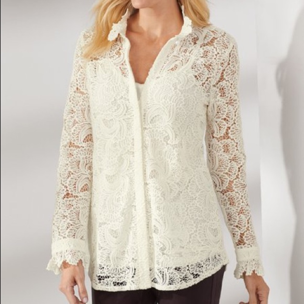 SOFT SURROUNDINGS Francesca Shirt & Cami Size XL Feminine Dressy Party